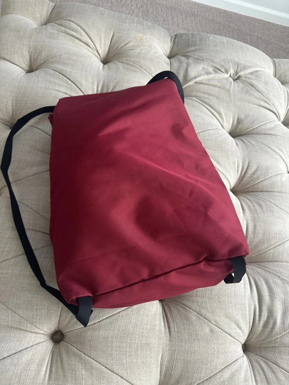 On Running Maroon Roll-Top Backpack with Black Straps